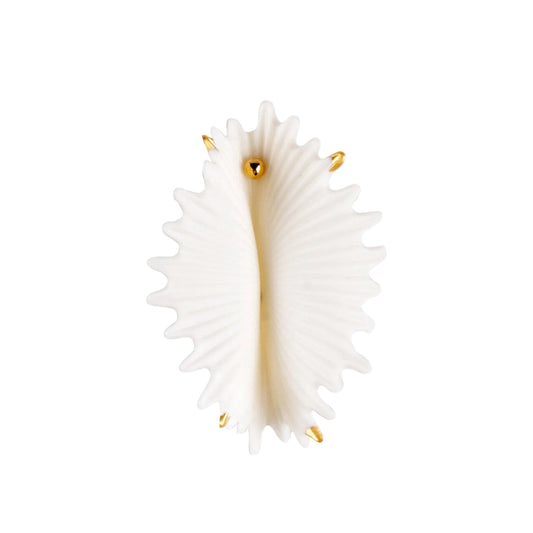 Lladró Jewelry: Actinia Big Earring. White and Golden luster.