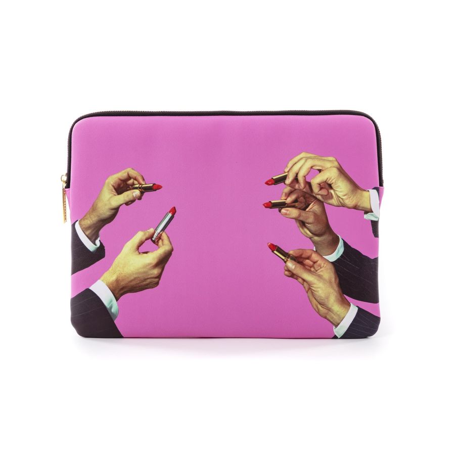 Seletti: Laptop Bag Toiletpaper Lipsticks Pink