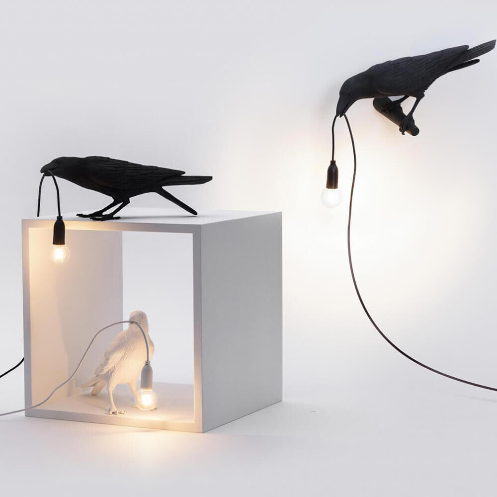 Seletti - Lighting: Bird Lamp White Looking Right - Hanging