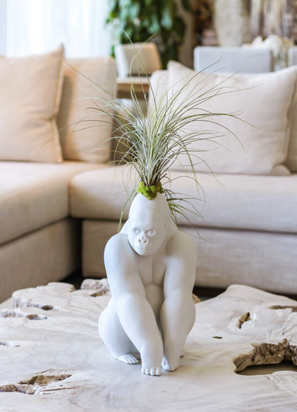 Lladró: Gorilla Garden Figurine. Matte White. Plant the Future