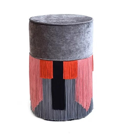 Lorenza Bozzoli - Furniture: Geo Tie Grey  Pouf/Ottoman 30 cm